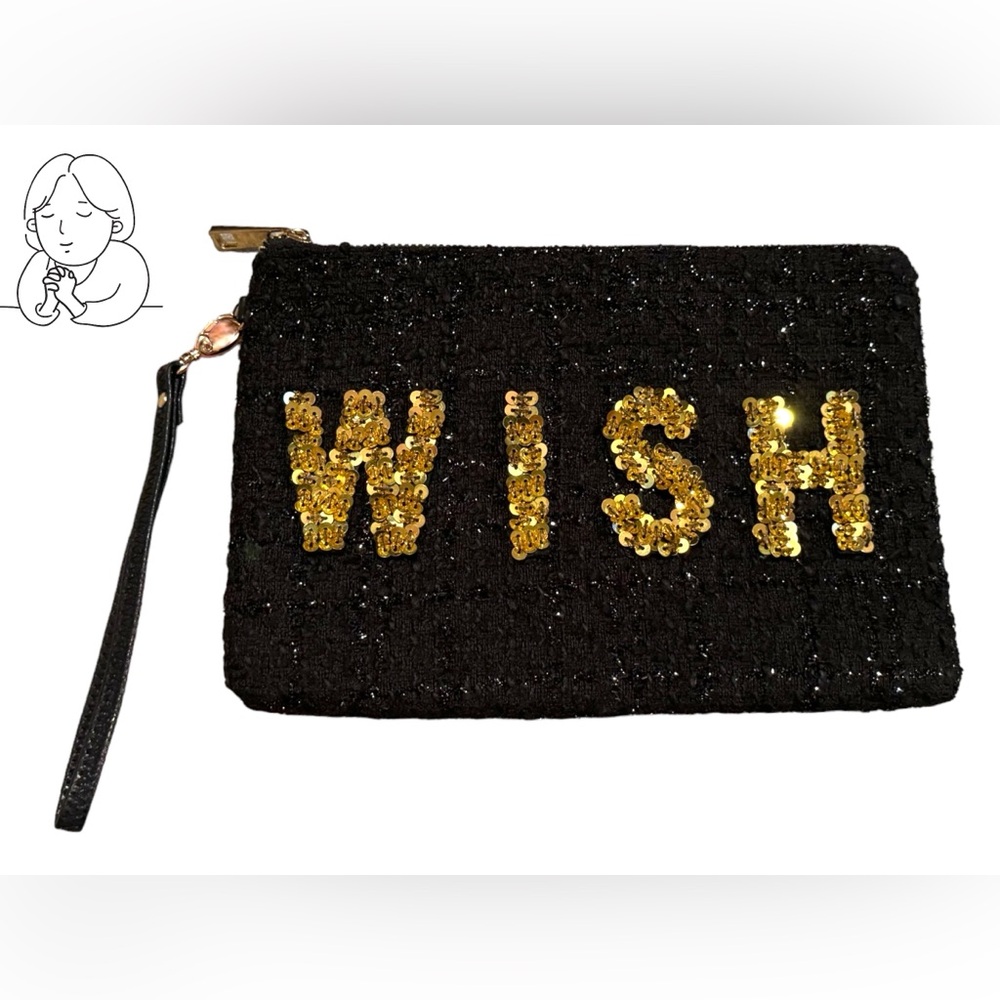 Sondra Roberts Squared WISH Sequin Clutch Wristlet Bag‎